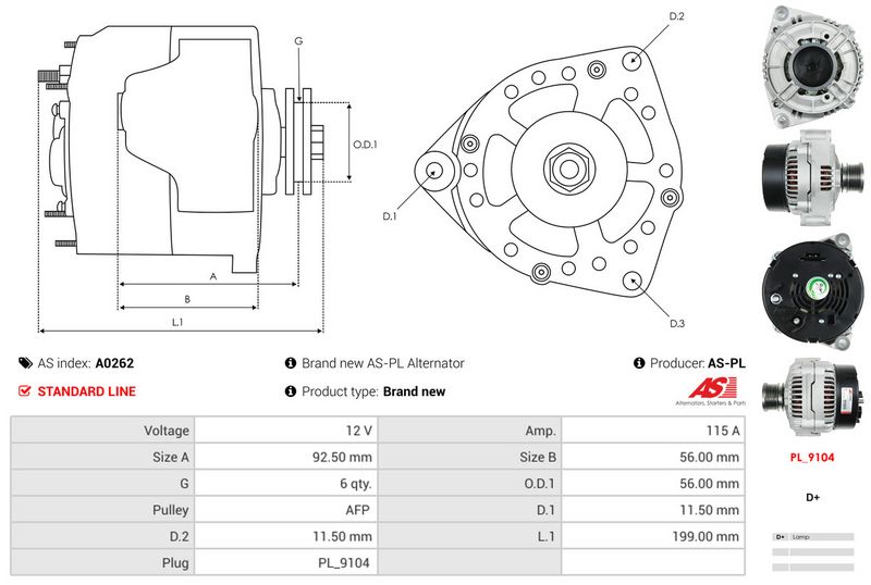AS-PL A0262 Alternator