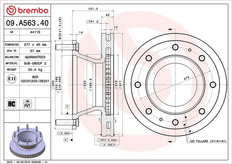 BREMBO 09.A563.40 Brake Disc