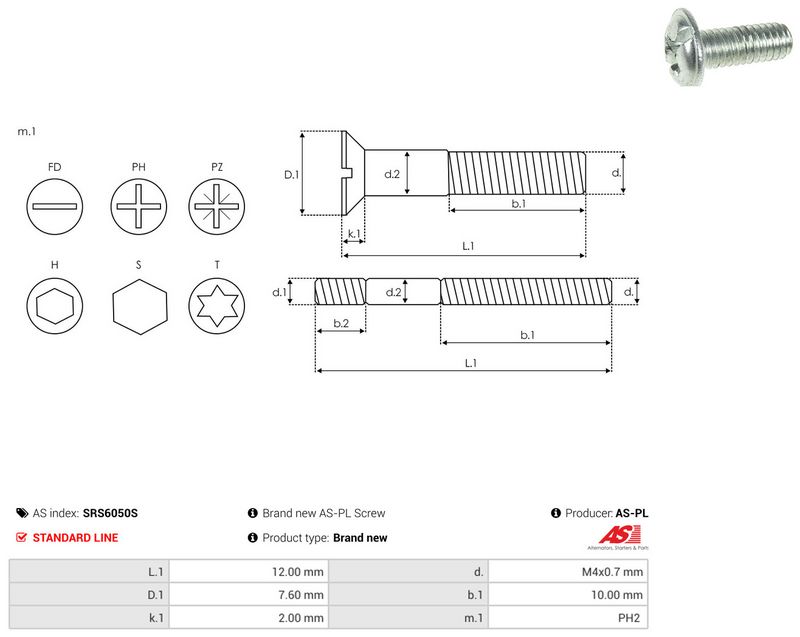 AS-PL SRS6050S Repair Set, alternator