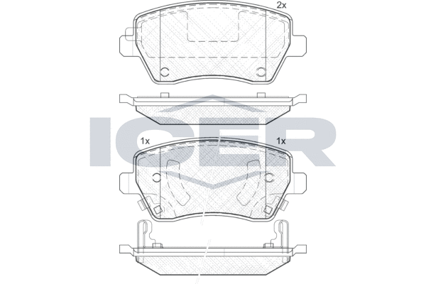 Комплект гальмівних накладок, дискове гальмо, Icer 182019