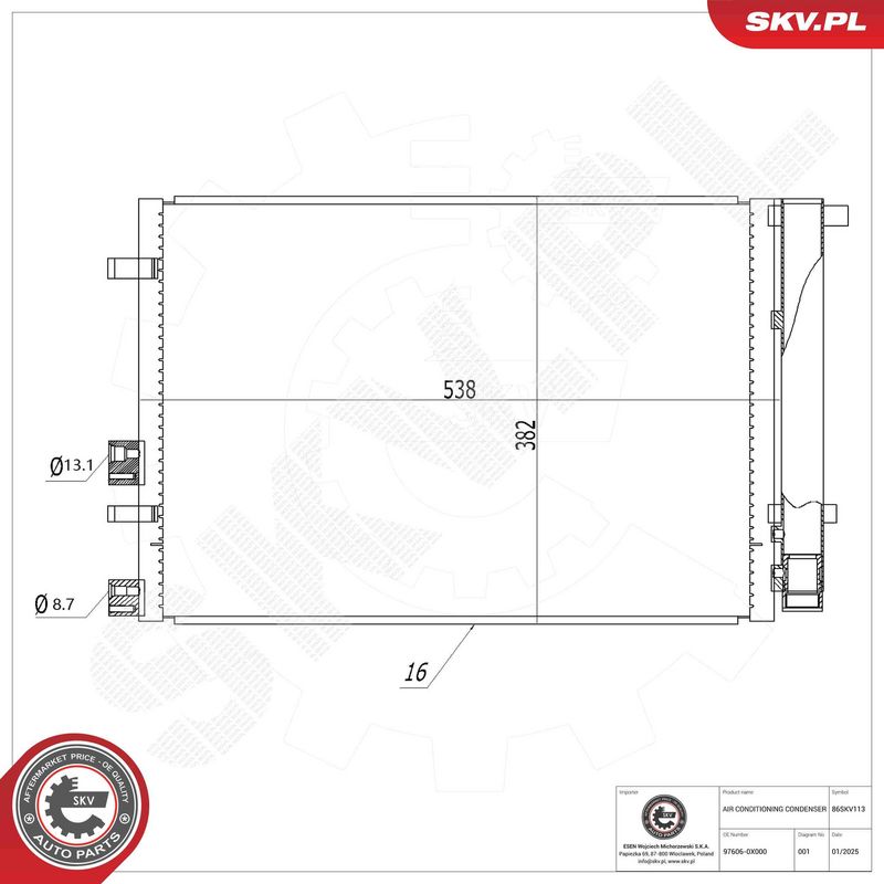 ESEN SKV 86SKV113 Condenser, air conditioning
