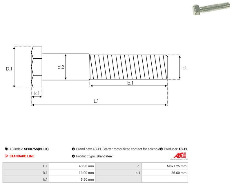 AS-PL SP0075S(BULK) Repair Kit, starter