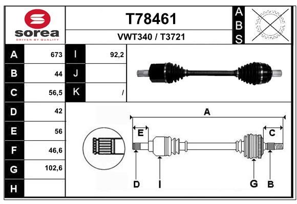 EAI hajtótengely T78461