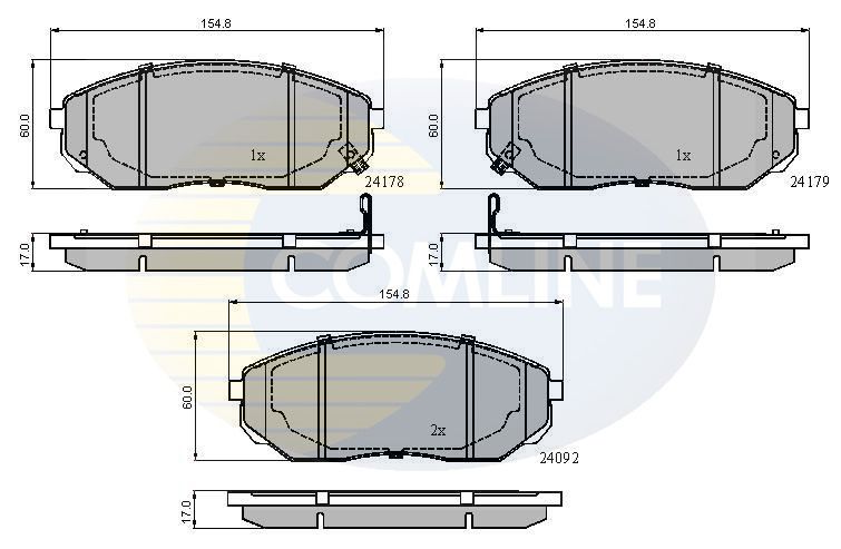 Комплект гальмівних накладок, дискове гальмо, Comline CBP31178