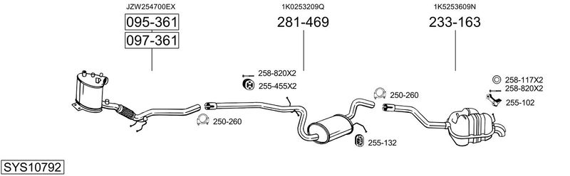 BOSAL kipufogórendszer SYS10792