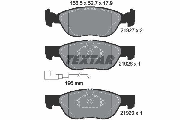 Комплект гальмівних накладок, дискове гальмо, Textar 2192701