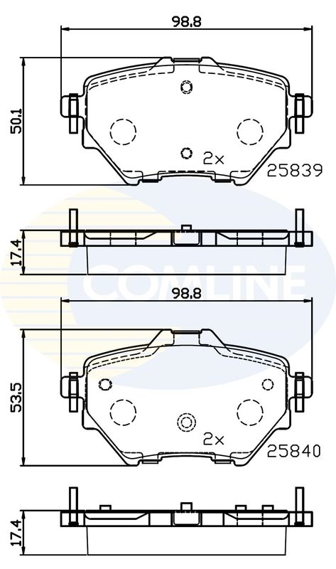 Комплект гальмівних накладок, дискове гальмо, Comline CBP32234