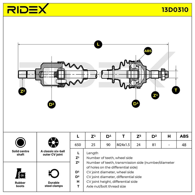 полуоска RIDEX