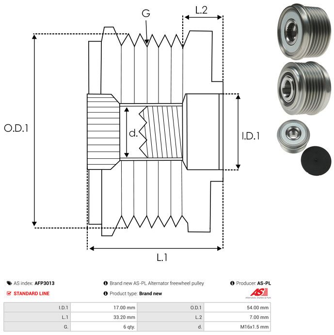 AS-PL AFP3013 Alternator Freewheel Clutch