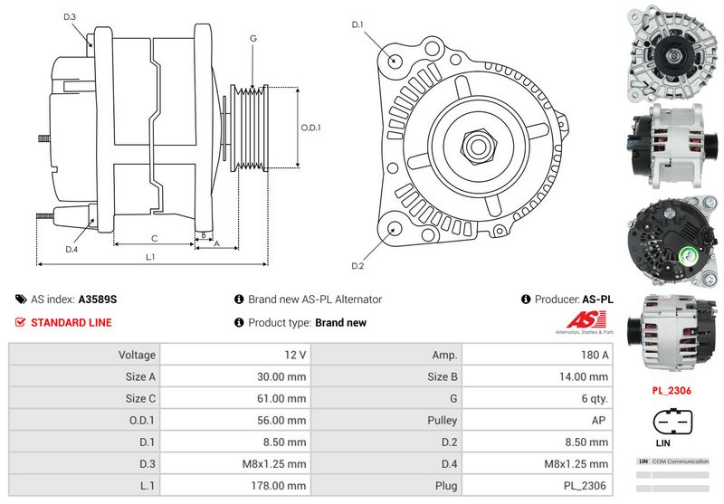 AS-PL A3589S Alternator
