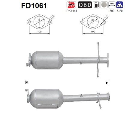 AS FD1061 Soot/Particulate Filter, exhaust system