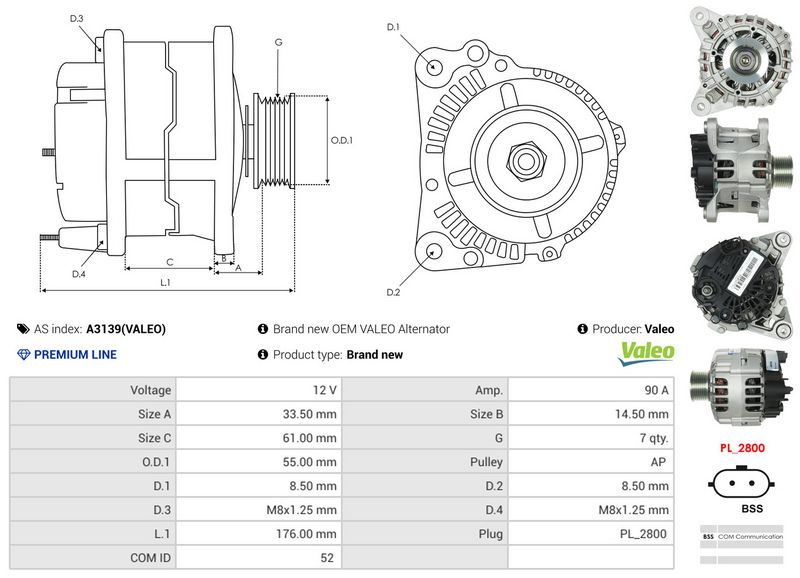 AS-PL A3139(VALEO) Alternator