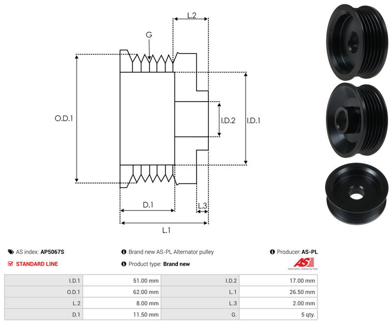 Rihmaratas, generaator, AS-PL AP5067S