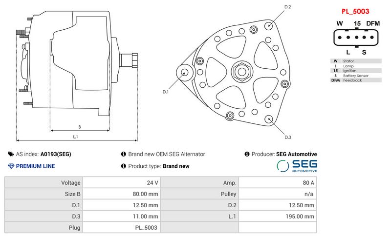 Brand new OEM SEG Alternator