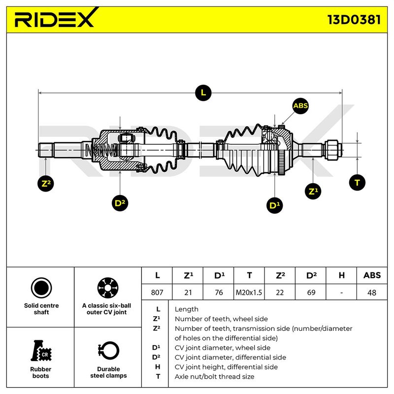 полуоска RIDEX