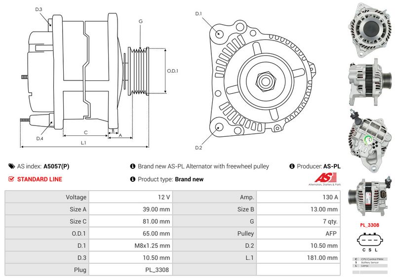 AS-PL A5057(P) Alternator
