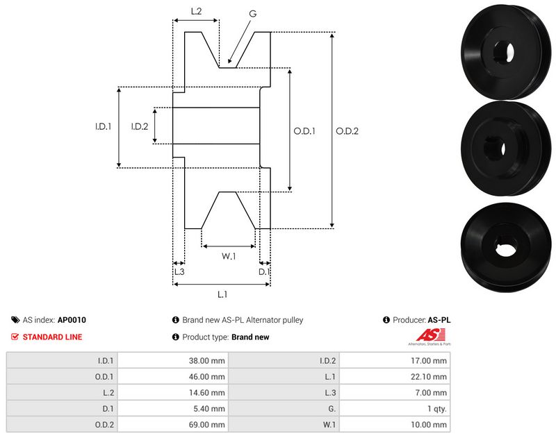 Rihmaratas, generaator, AS-PL AP0010