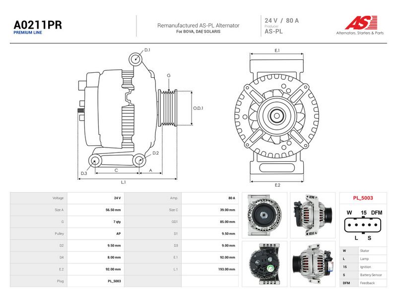 Generaator, AS-PL A0211PR
