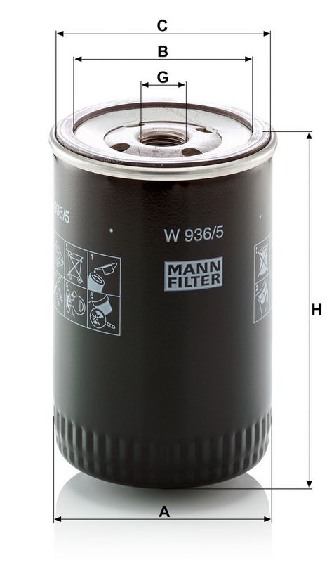 Õlifilter, MANN-FILTER W 936, 5