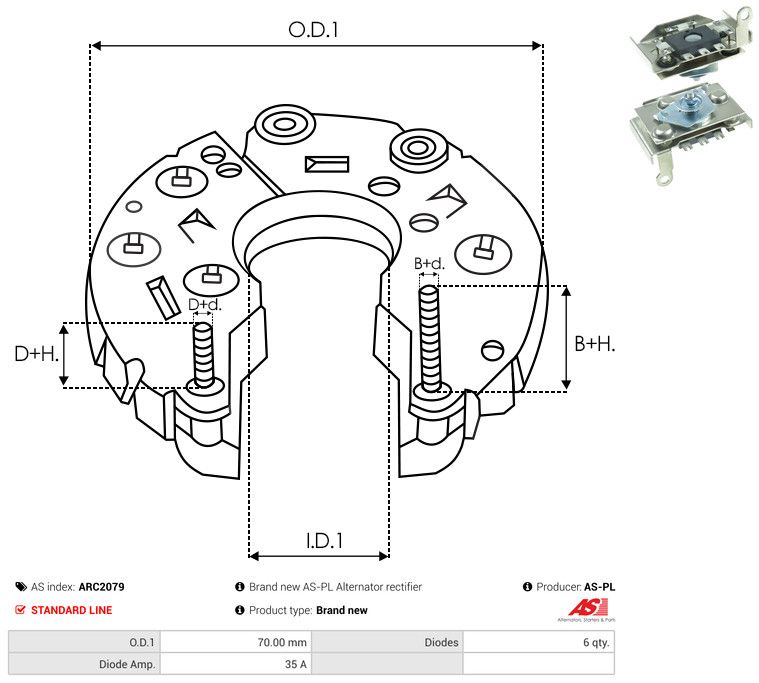 AS-PL ARC2079 Rectifier, alternator