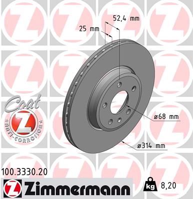 ZIMMERMANN féktárcsa 100.3330.20