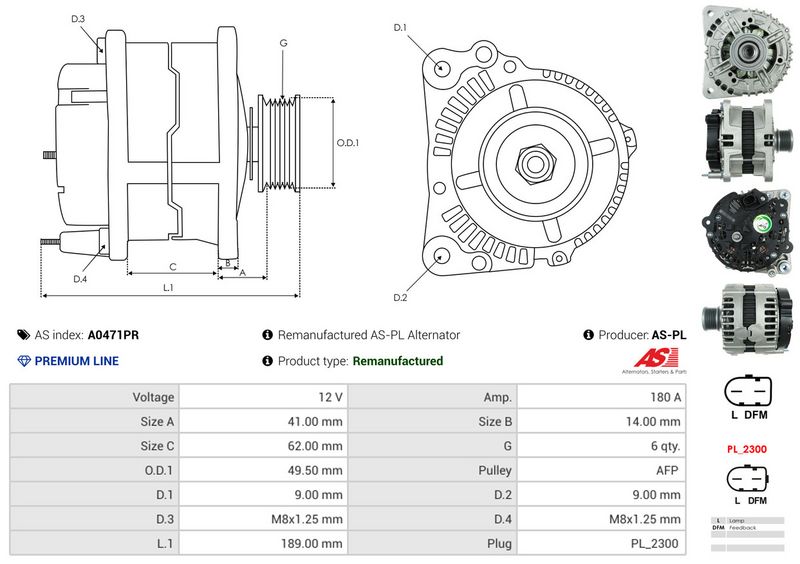 AS-PL A0471PR Alternator