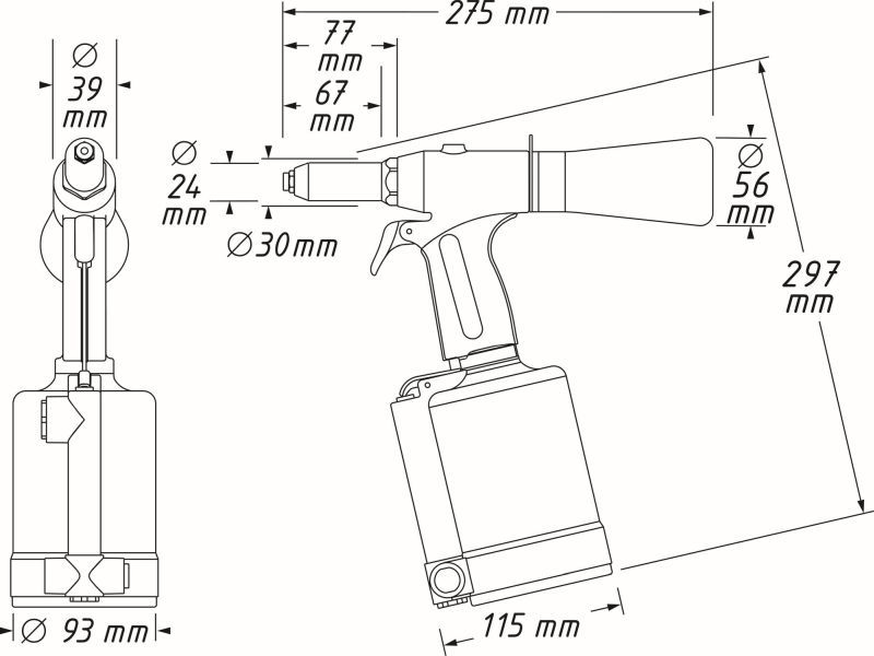 HAZET 9037N-2 Rivet Setter (compressed air)