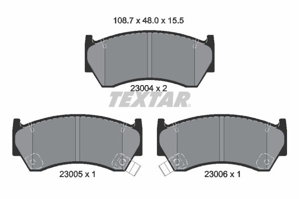 Комплект гальмівних накладок, дискове гальмо, Textar 2300401