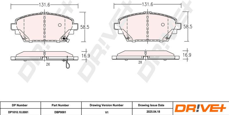 Set placute frana,frana disc DP1010.10.0081 Dr!ve+