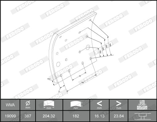 Ferodo Brake Lining Kit, drum brake K19099.0-F3653