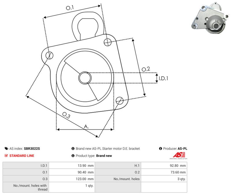 AS-PL SBR3022S Starter Lid, carburettor