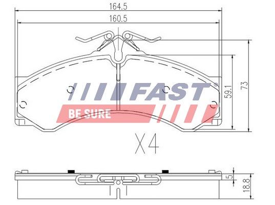 Комплект гальмівних накладок, дискове гальмо, Fast FT29015