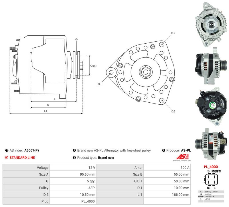 Generaator, AS-PL A6007(P)