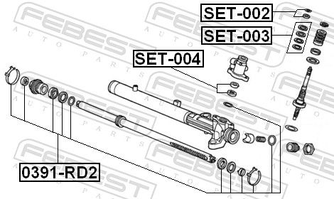 Ремонтний комплект, рульовий механізм, Febest SET-003