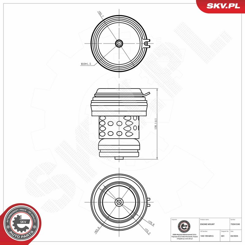 Paigutus, Mootor, ESEN SKV 75SKV240