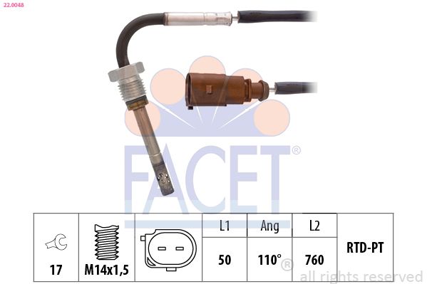 FACET Érzékelő, kipufogógáz-hőmérséklet 22.0048