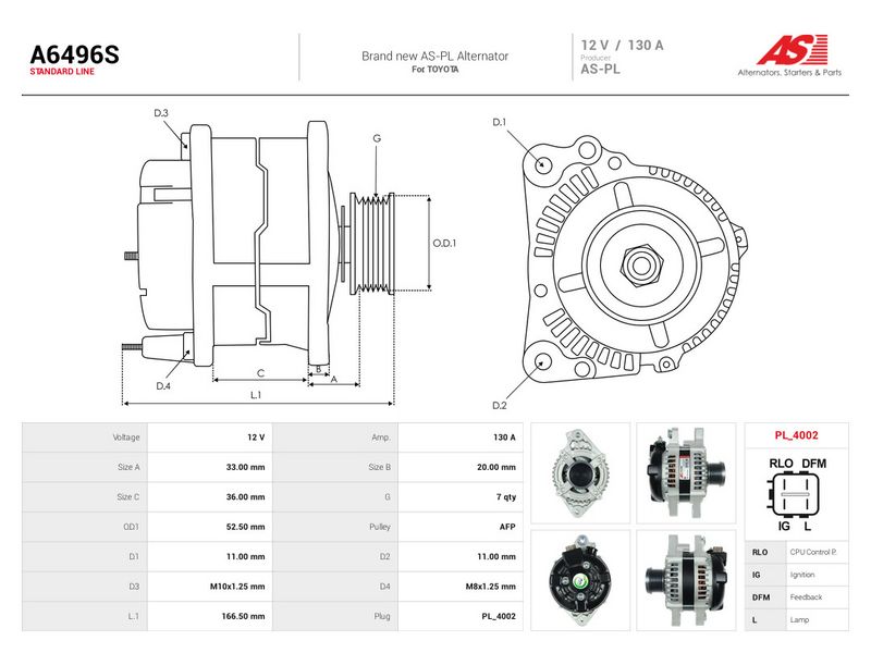 Generaator, AS-PL A6496S