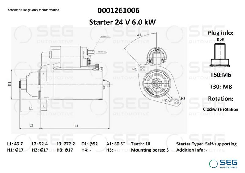 SEG Automotive 0001261006 Starter