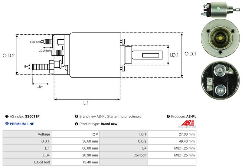 AS-PL SS0011P Solenoid Switch, starter
