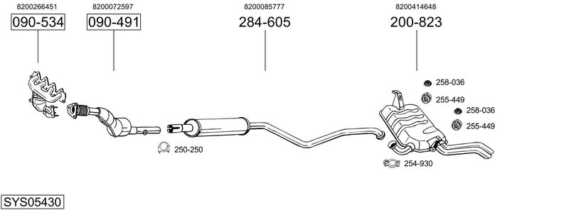 BOSAL kipufogórendszer SYS05430