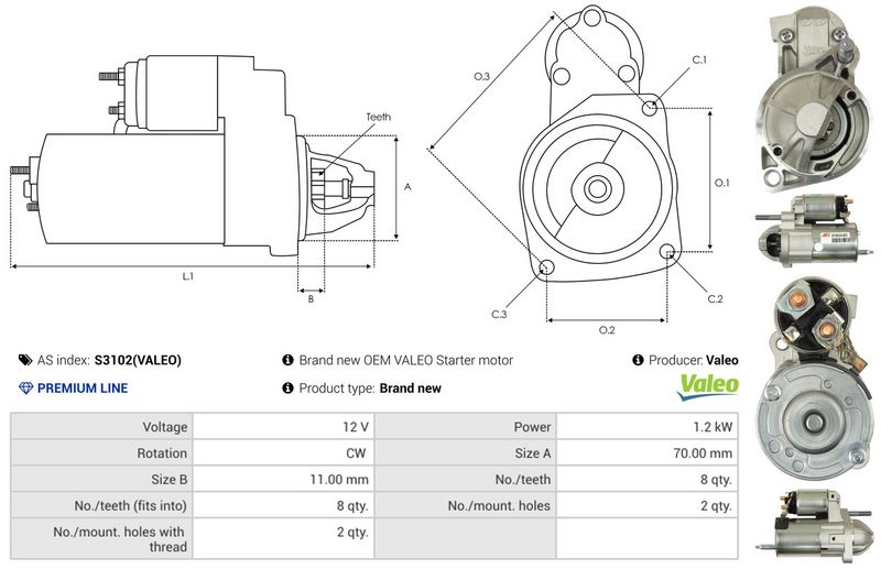 AS-PL S3102(VALEO) Starter