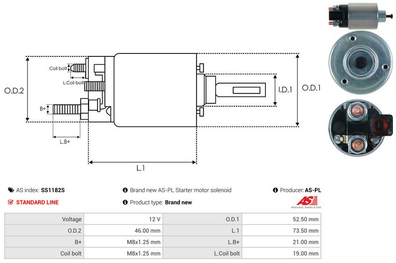 AS-PL SS1182S Solenoid Switch, starter