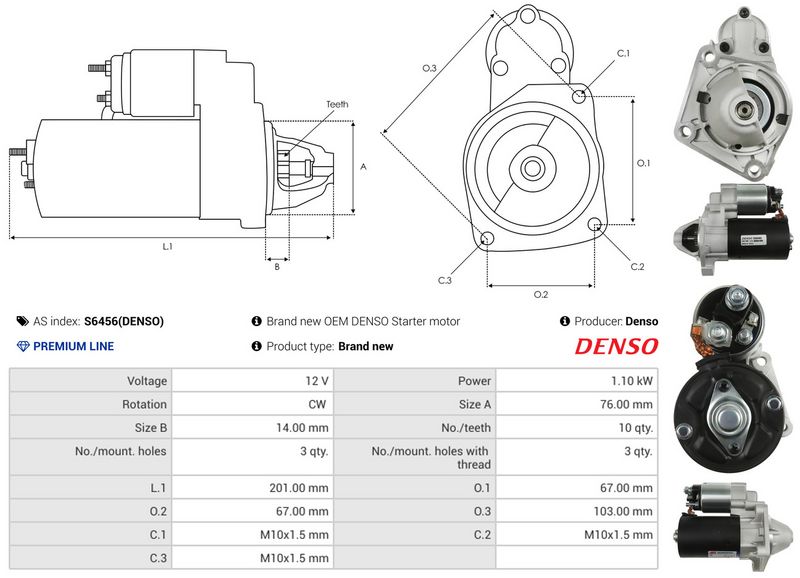 AS-PL S6456(DENSO) Starter