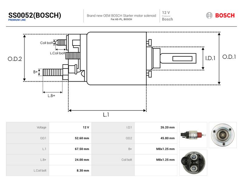 Magnetlülitus, starter, AS-PL SS0052(BOSCH)