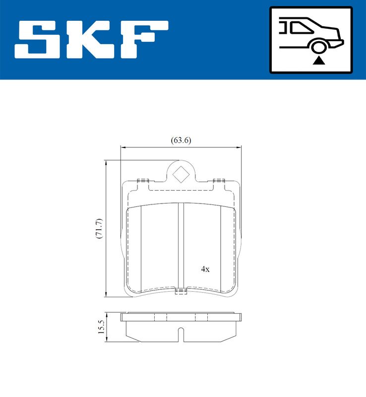 Комплект гальмівних накладок, дискове гальмо, Skf VKBP90434