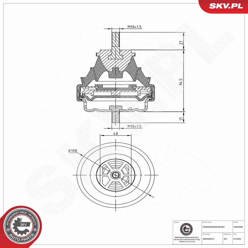 ESEN SKV 75SKV820 Mounting, manual transmission