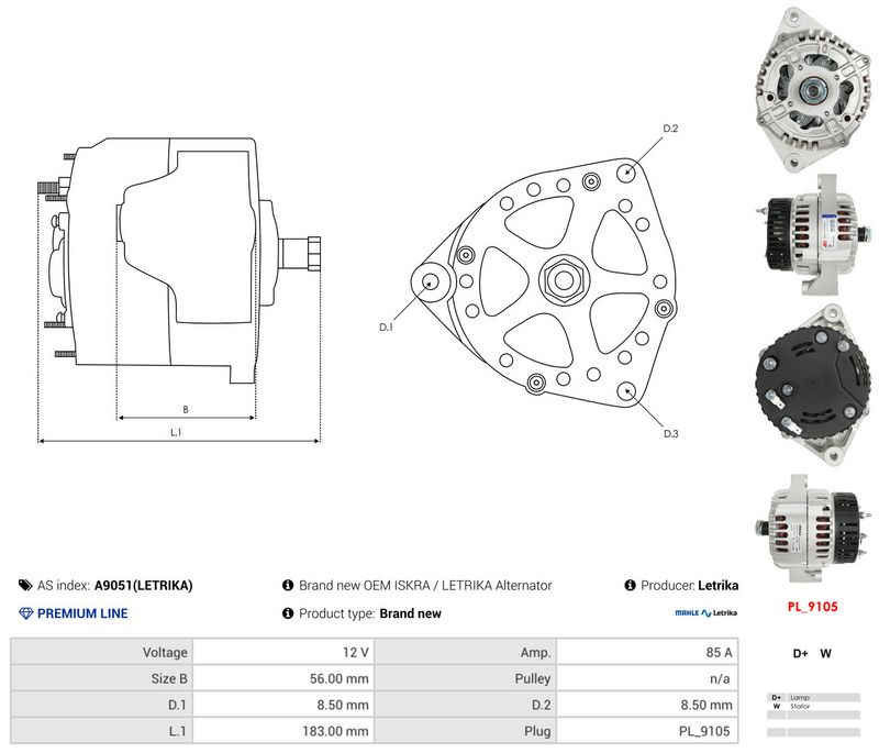 AS-PL A9051(LETRIKA) Alternator