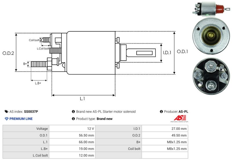 AS-PL SS0037P Solenoid Switch, starter