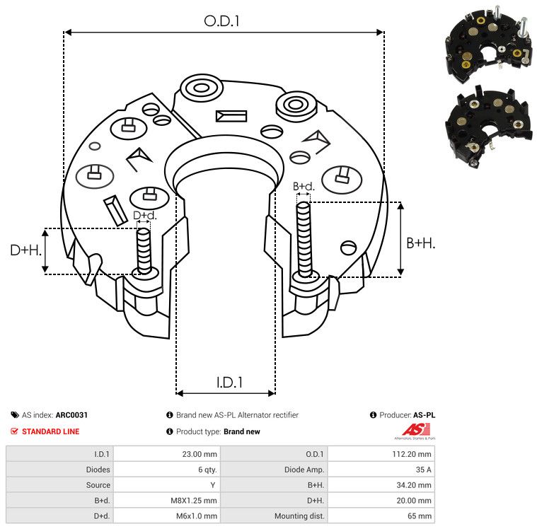 AS-PL ARC0031 Rectifier, alternator