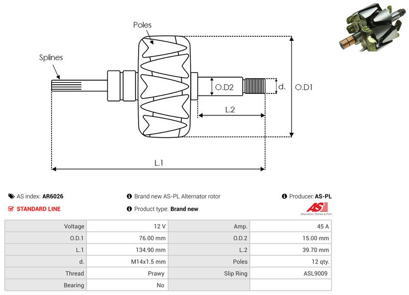 AS-PL AR6026 Rotor, alternator